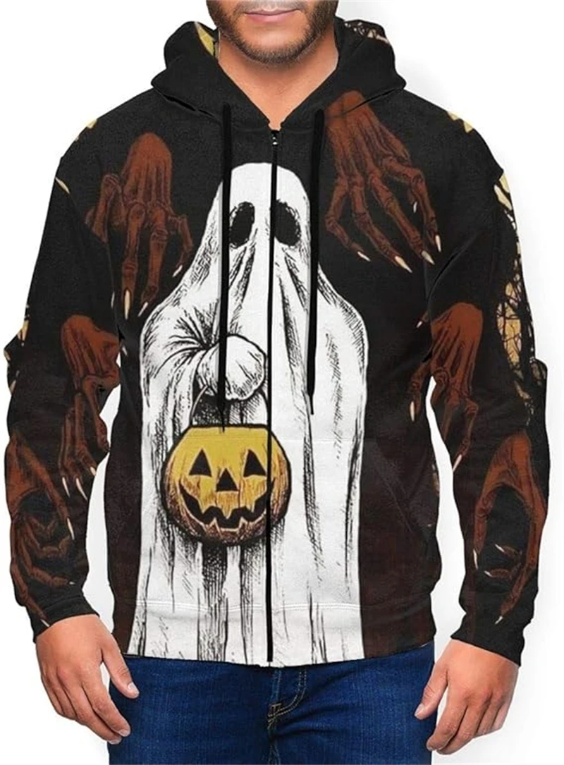 

3D Print Cartoon Ghost Pattern Hoodies For Men Women Autumn Winter Long Sleeve Clothes Fashion Comfortable Daily Casual Male Top