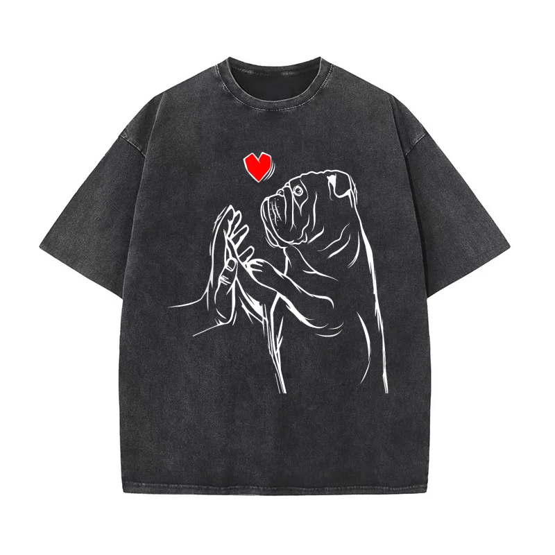 

English Bulldog Love Bully Female Gift Idea Pure Cotton T-shirt For Man Oversized Art Graphic Clothing Printed