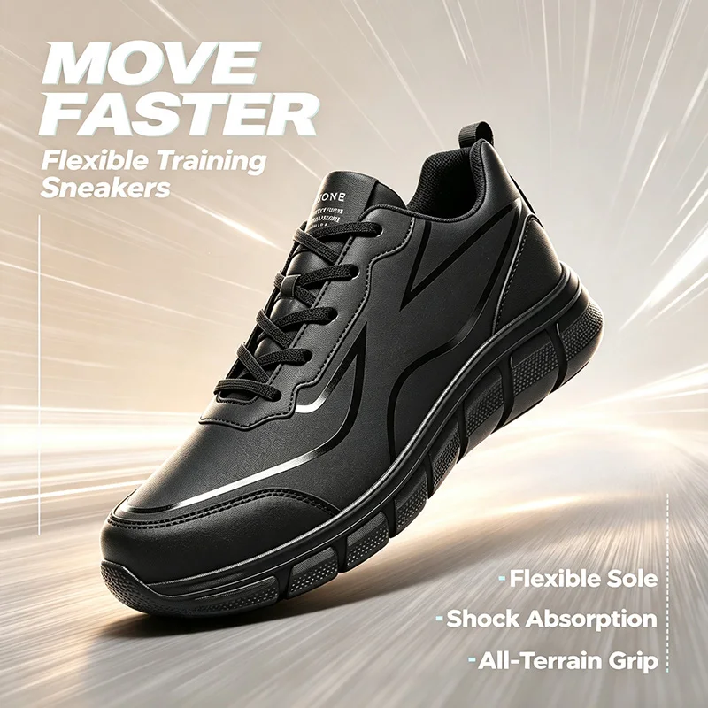 Men Lightweight Training Running Sneakers Flexible Sole Shock Absorption Non-Slip All-Terrain Grip Outdoor Casual Walking Shoes