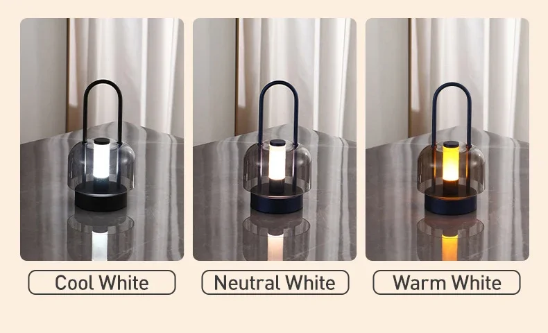 Modern Retro Nordic Desk Lamp Rechargeable Indoor Table Lamp Camping Lamp Night Light for Bedroom Campe Reading Home Decoration