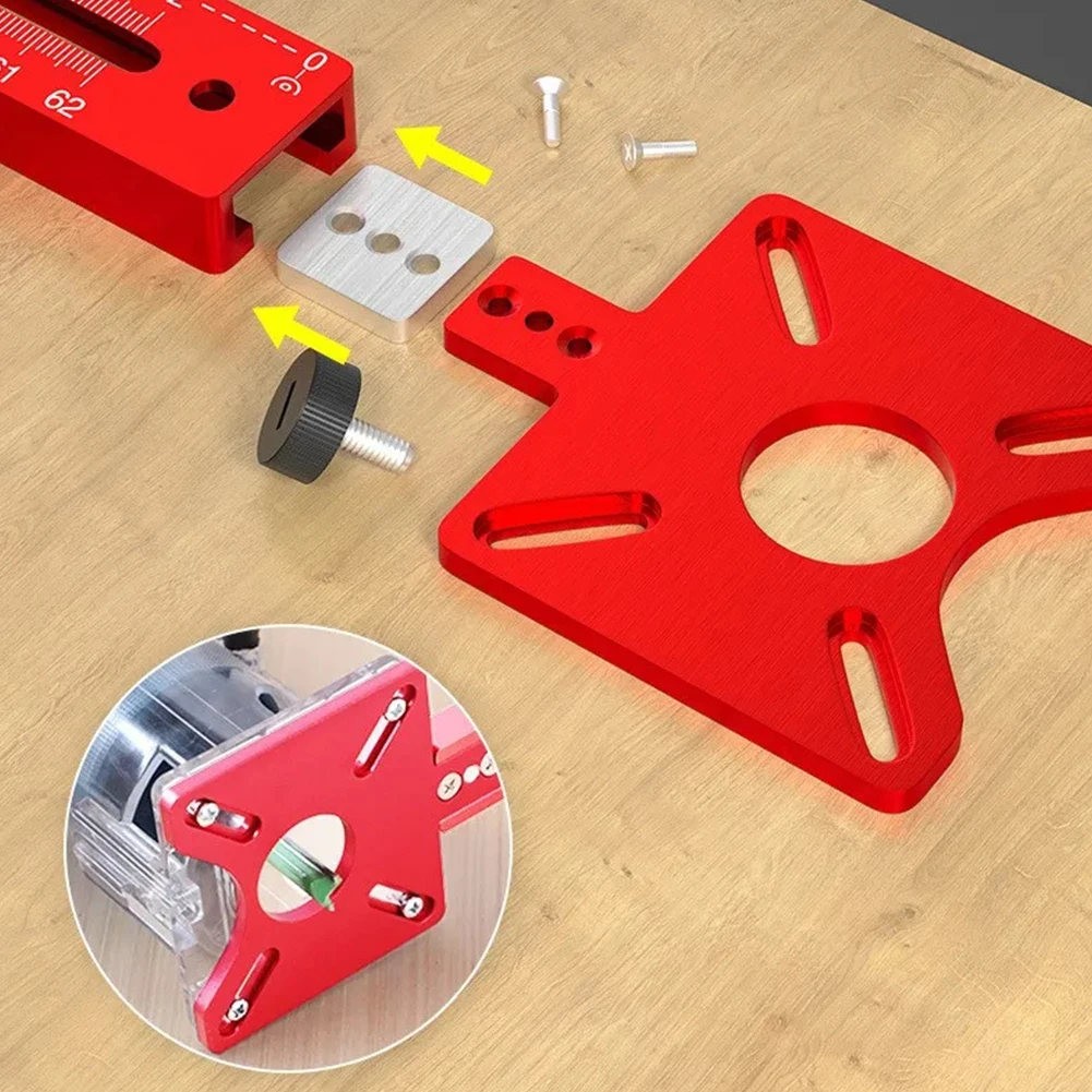 Alat Jig Router 4 in 1 untuk Memotong Lingkaran, Jig Router dari Paduan Aluminium, Jig Perangkat Keras Kabinet Multifungsi untuk Profesional