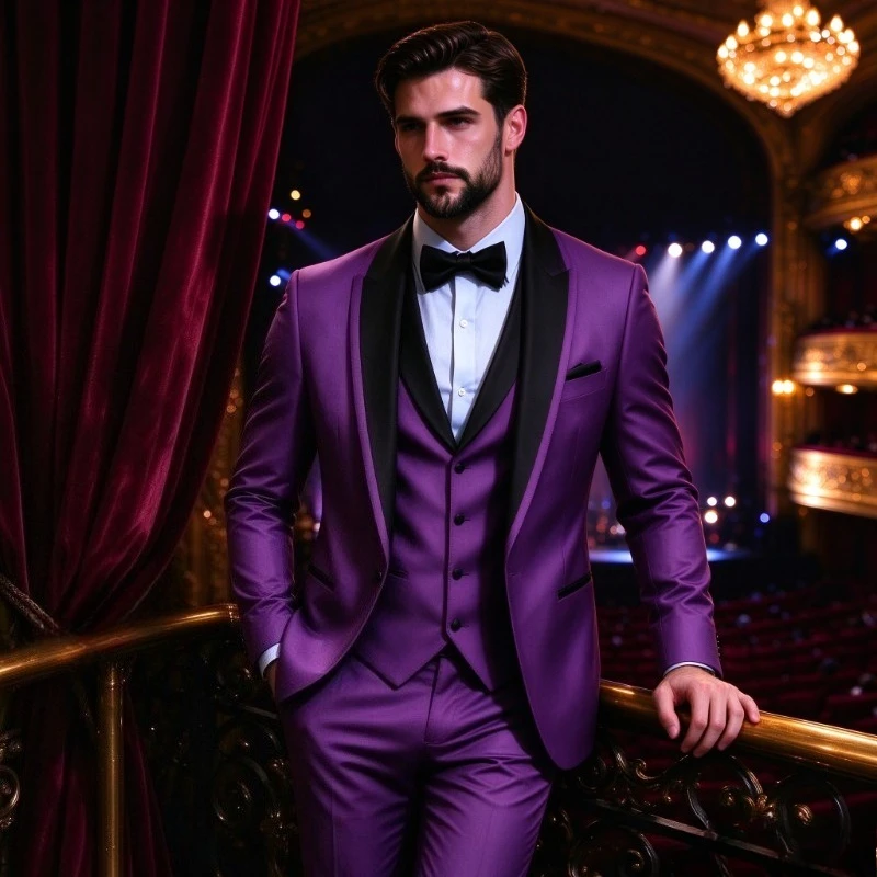 3pcs Set (blazer + Vest + Trousers) Men's Fitted Blazer Suit , Suitable for Business, Wedding And Party Wear