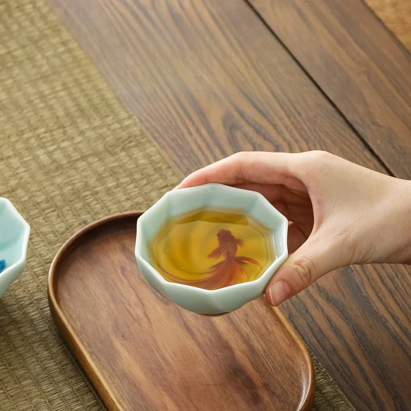 ถ้วยชงชาทรงพิเศษลายปลาคาร์ฟจาก - Celadon Ceramic Cup บทวิจารณ์และราคา