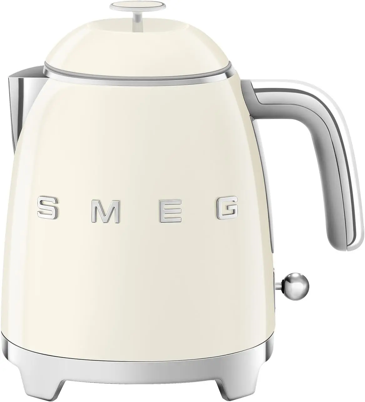 غلاية كهربائية SMEG Mini 50's Retro Style 3 أكواب مع قاعدة مزدوجة مضادة للانزلاق ومؤشر مستوى الماء (كريمي)