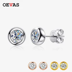 OEVAS 0.3/0.5 Carat Round Moissanite Diamond Stud Earrings For Women S925 Sterling Silver Pendientes Wedding Party Fine Jewelry