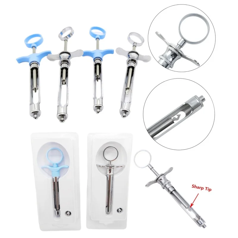 Stainless Steel Dental Aspirating Syringe 1.8ML Hook Head Sharp Head Surgical Instruments Dentistry Injection Syringe Tools
