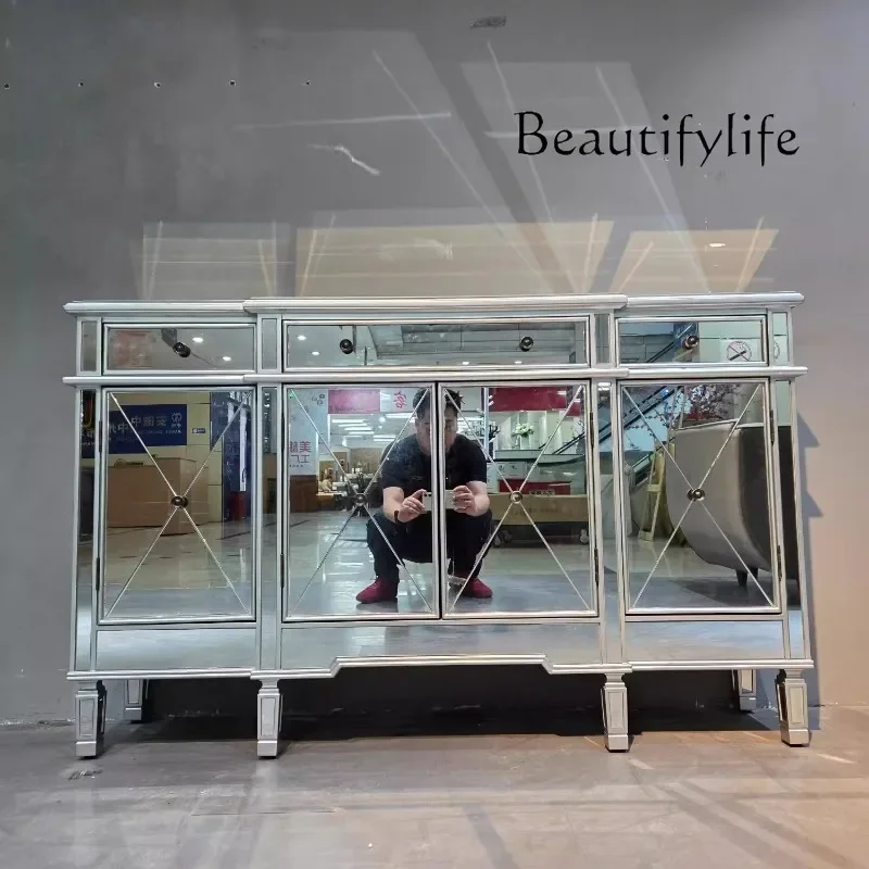 M American Rural Mirror Cabinet/light Luxury Dining Side Cabinet/entrance Cabinet, Retro Petal Design