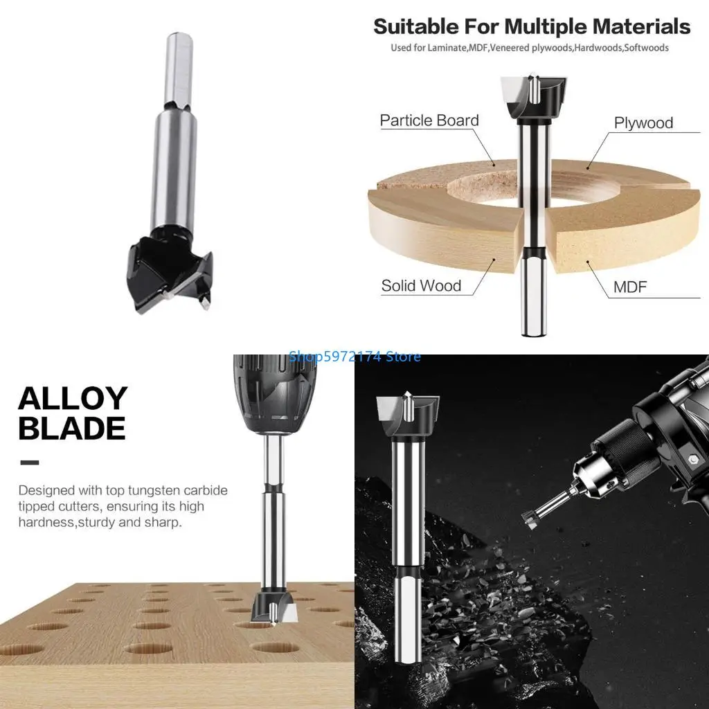 Y3NB 17mm Forstners Drill Bit with Round Shafts for Industrial Hinge Installation and Woodworking