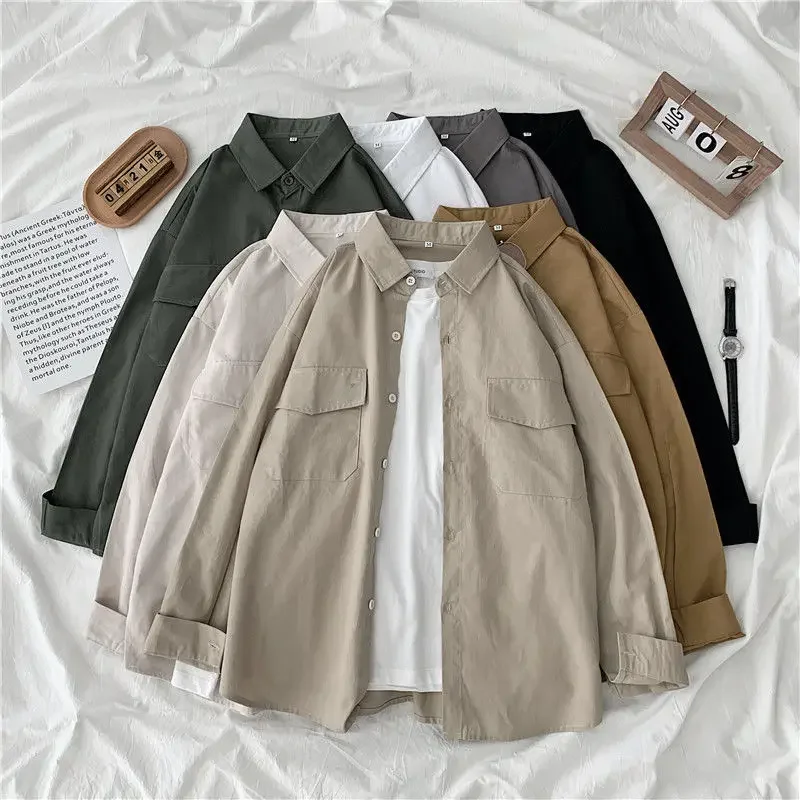 

Simple Women Shirts Loose Oversize Long Sleeve Ladies Tops Solid Fall Button Up Fashion Turn Down Collar Female Shirts New