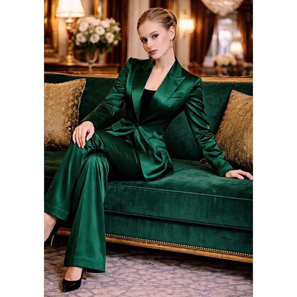 

Элегантные женские вечерние костюмы-двойки: высококачественный приталенный пиджак с пикообразным воротником на одной пуговице и брюки. Роскошный женский комплект 2026