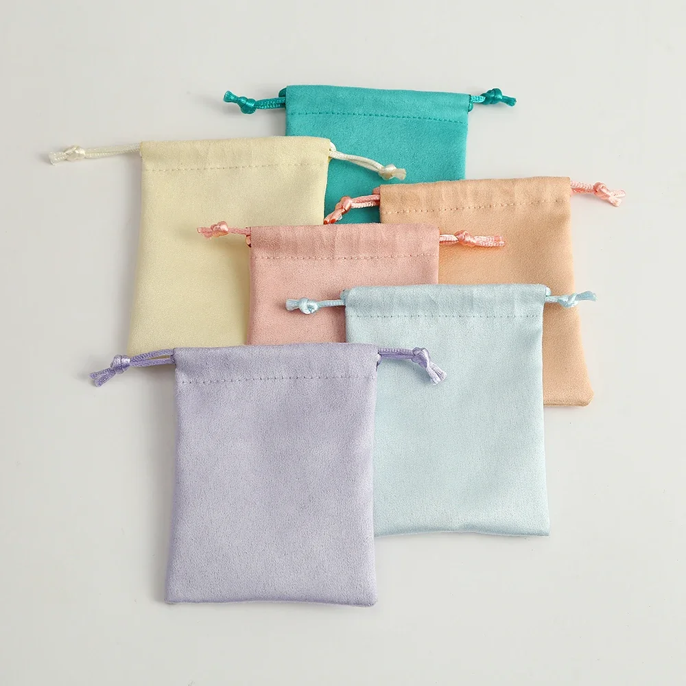 50Pcs/Lot Colorful Jewelry Flannel Packaging Bag Wedding Favors Gift Velvet Suede Drawstring Pouch for Cosmetic Makeup Lipstick