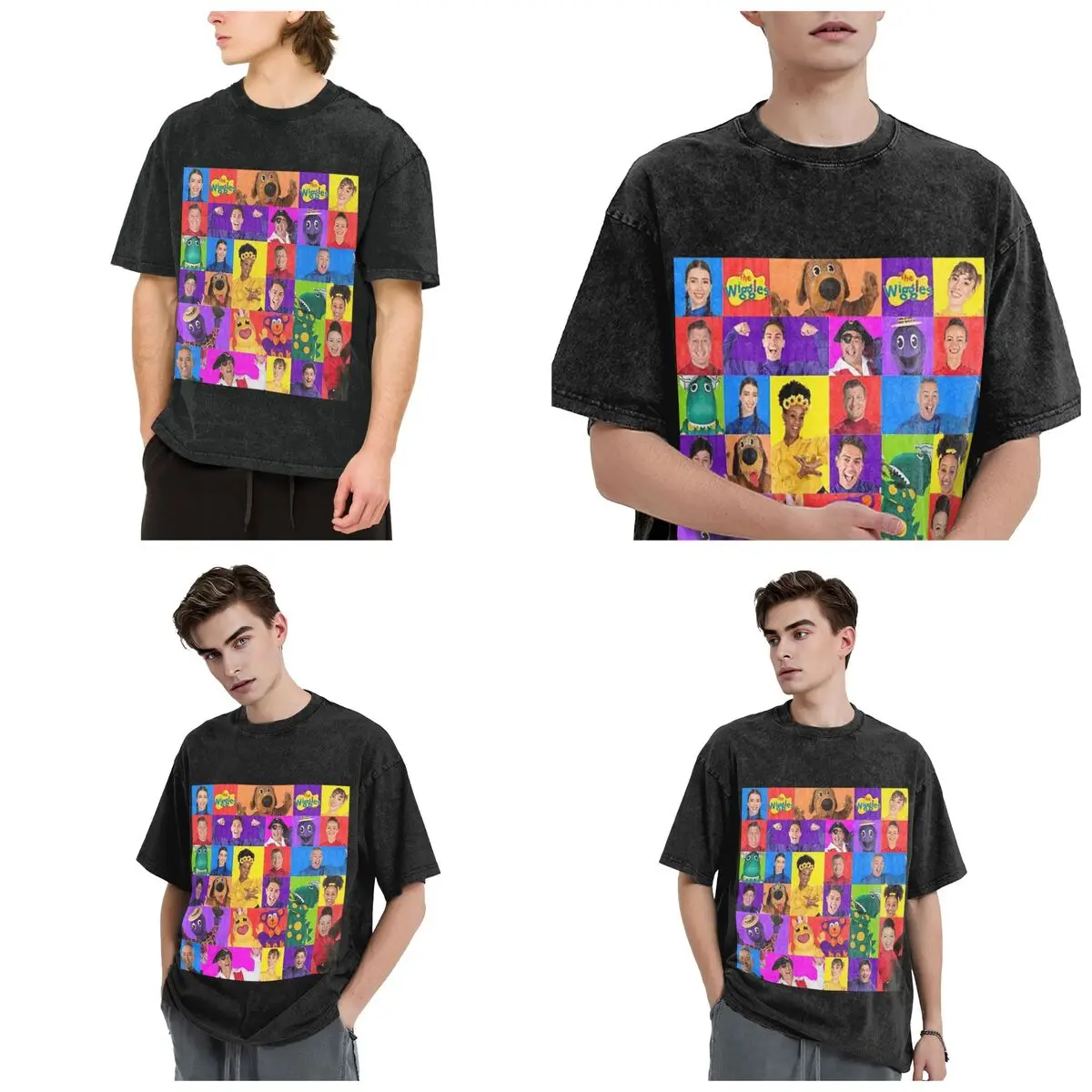The Wiggles Tv Show Music Band Hip Hop Short Sleeve T-Shirts Washed Tops Tees Streetwear T Shirt Casual for Men Women