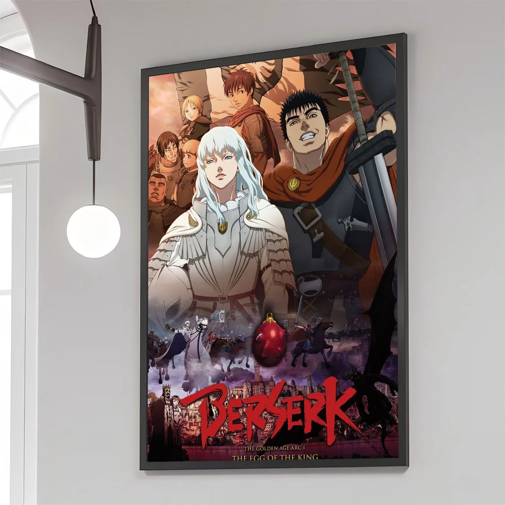 1pc Anime Berserk Poster Movie Sticky Posters Retro Kraft Paper Sticker DIY Room Bar Cafe Aesthetic Art Wall Painting