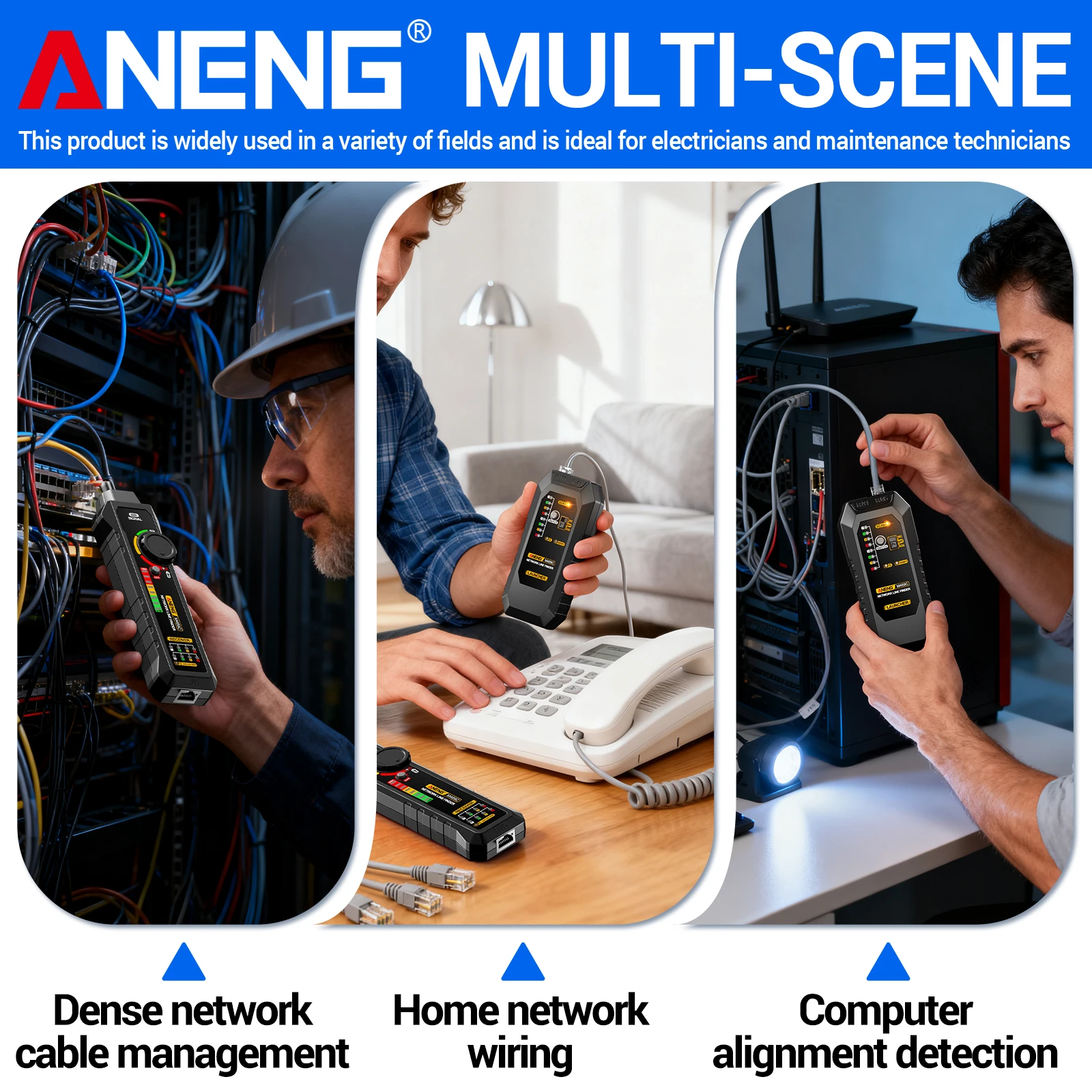 ANENG M469C Multifunctional Network Cable Finder RJ45 RJ11 Tester Telephone Power Cable Tracer Open Short Circuit Test Tool view 3