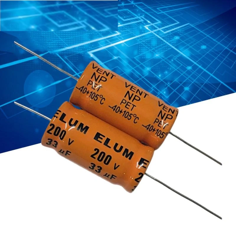 2PCS 33uf 200v audio speaker coupling frequency division NP non-polar electrolytic capacitor 200v 33uf 18X37mm