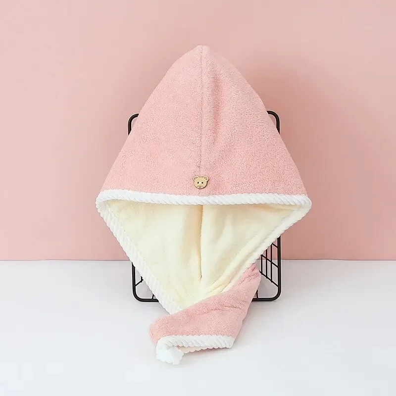 1pcs Women Hair Towel Wrap Drying Hair Turban Quick-dry Polyester Hair Towel Cap Hat Bath Hat Solid Towel Cap Super Absorption