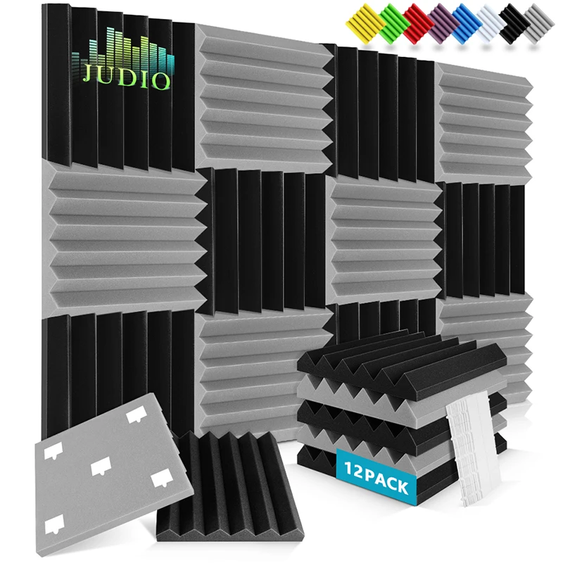 Wall Soundproofing 12 Pack, For KTV Gaming Room Podcast Recording Studio Sound Noise Canceling, Acoustic Foam Wedge Wall Panel