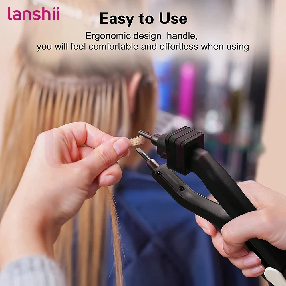 Lanshii Fusion Hair Extension Heat Iron  Adjustable Temperature Keratin Wand for K-Tip & U-Tip