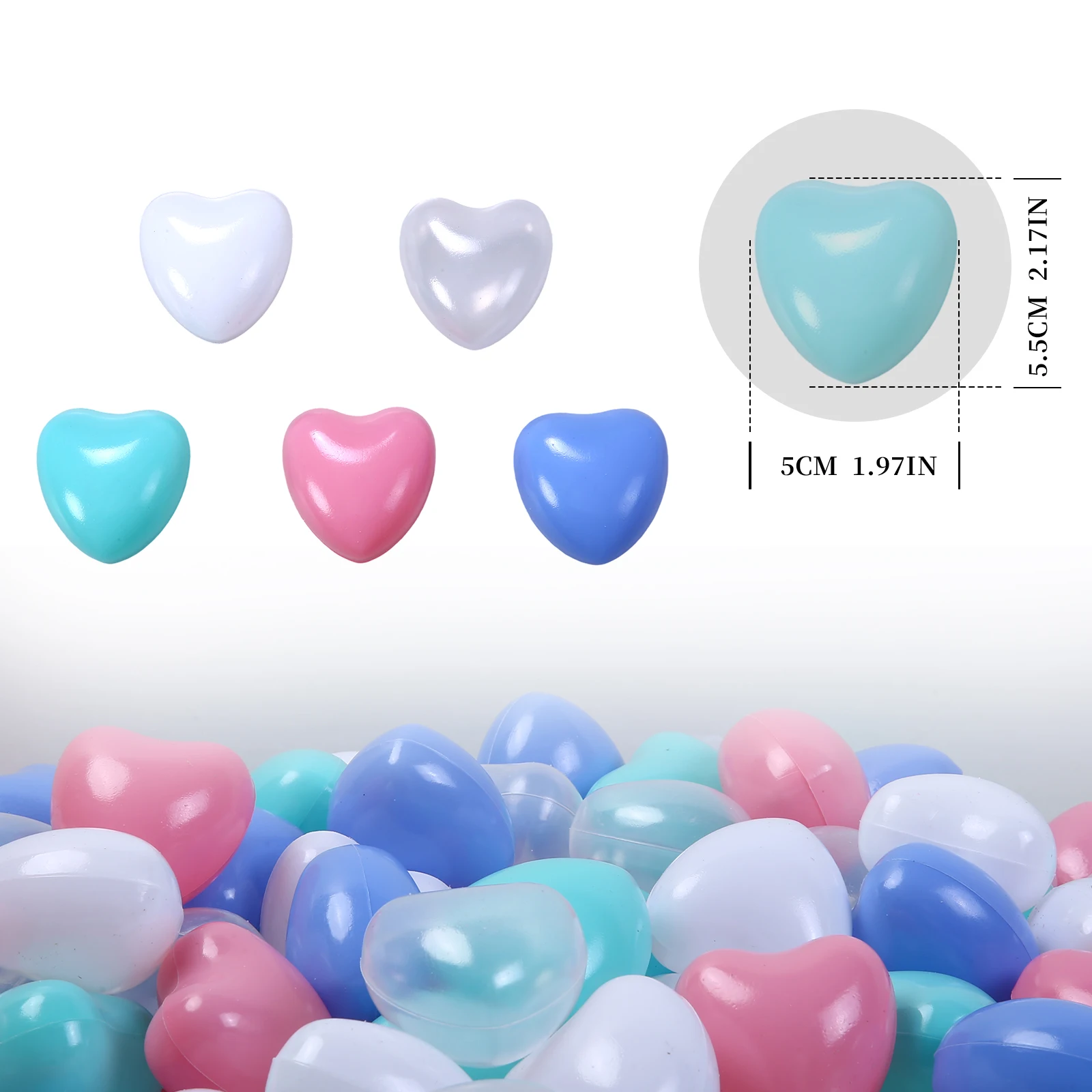 Palline a forma di cuore da 5,5 cm con borsa per bambini Giocattoli da esterno Centro educativo per l'infanzia Natale, decorazioni per feste di compleanno