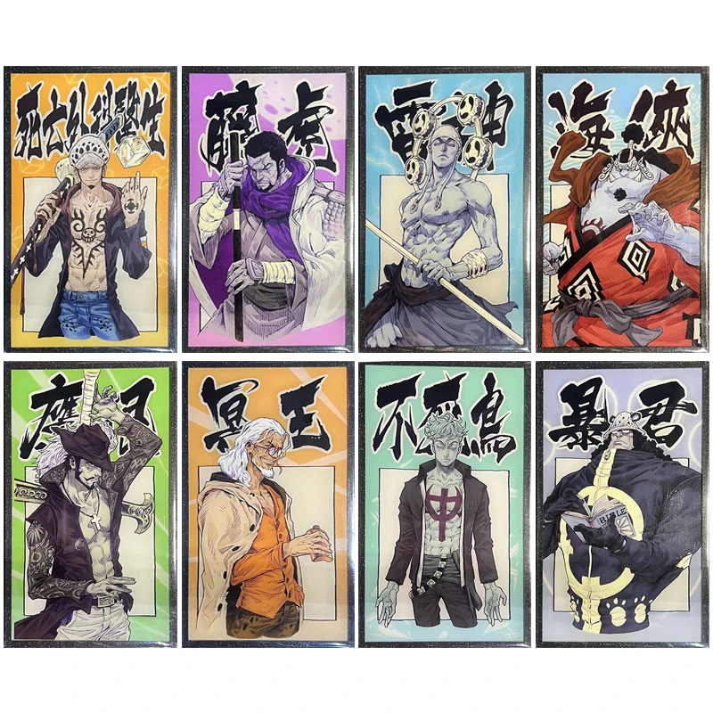 Anime One Piece Jinbe Trafalgar D Water Law Silvers Rayleigh coleccionar tarjetas regalo de cumpleaños de Navidad juguete de colores para niños