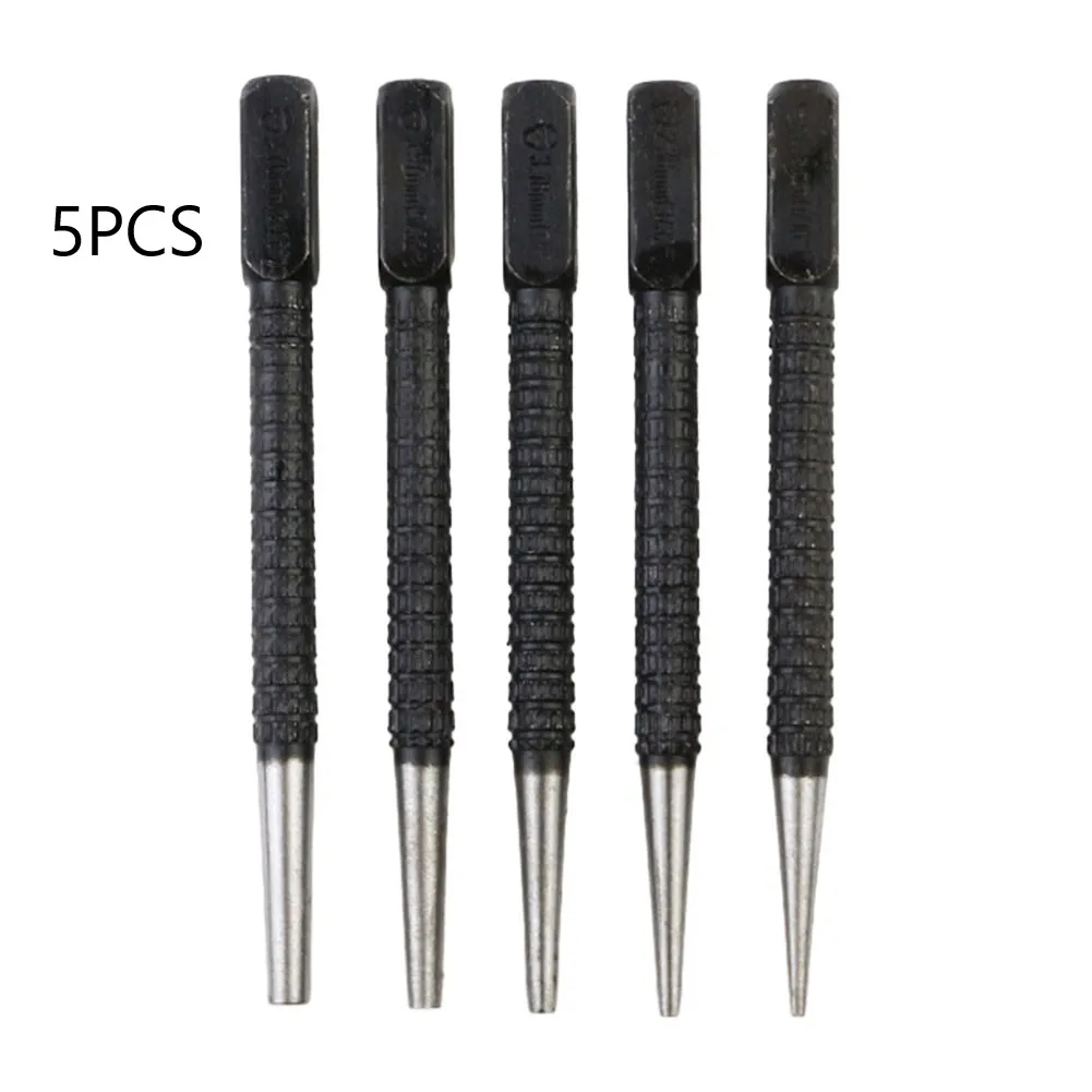 

5pcs Nail Punch Set Hammerless Hammer Punch Spring Tool Hammerless Nail Center Holes Punch Woodwork Drill Bit Door Pin Removal