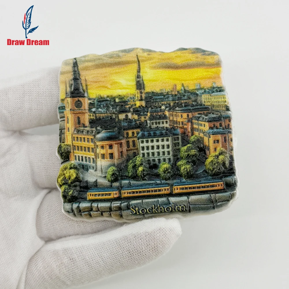 1Pc Stockholm Old Town Sunset Creative 3D Refrigerator Magnet World Travel Souvenir Collection Suitable for Home and Office Decoration, Personalized Exclusive Travel Souvenir Magnetic Refrigerator Magnet, Home Decoration, Kitchen, Room, Office, Cabinet Crafts Gift, Holiday Souvenir, Exquisite Small Gift