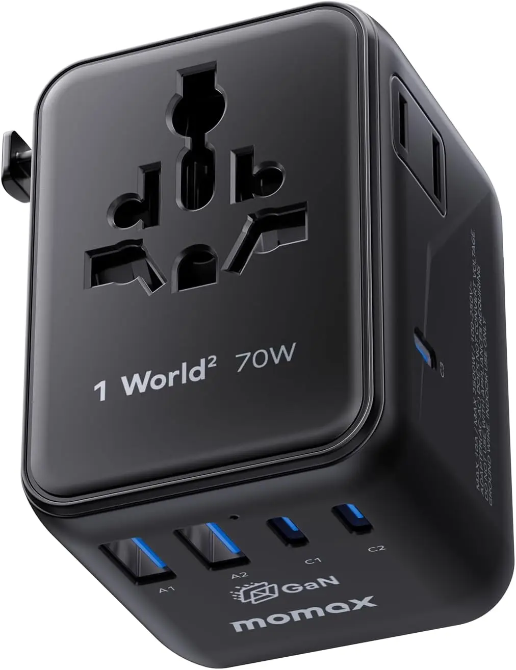

Универсальный дорожный адаптер 70W GaN 7-в-1, 3 порта USB-C и 2 порта USB-A, работает в более чем 200 странах — быстрое зарядное устройство для ноутбуков и телефонов