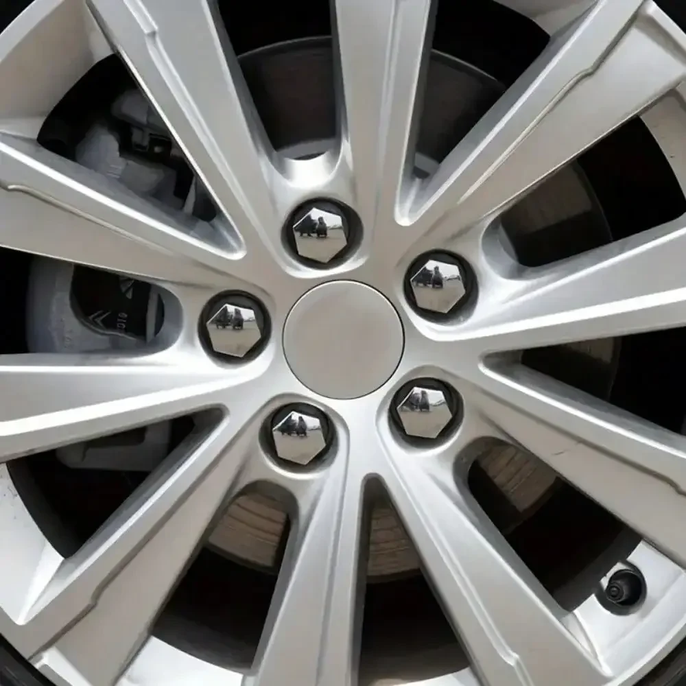 20ชิ้นสากลป้องกันสนิมโครเมี่ยมเงา ABS ตัดแต่งอัตโนมัติล้อยางน๊อตสกรูป้องกันฝาครอบอุปกรณ์เสริมรถยนต์