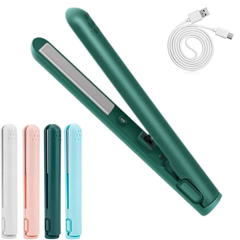 Curling Iron Straightener Usb Rechargeable Hair Straightener Curler Portable Mini 2 In 1 Led Custom Ceramic Coating 25w