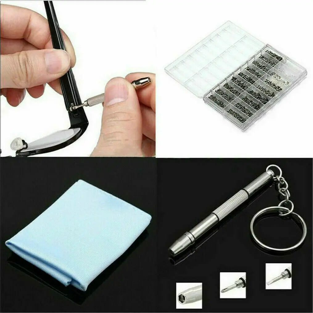 Glasses Repair Kit Prescription Glasses SunGlasses Screws Sets Nuts Nose Pad Repair Tool Parts Assorted Kit Watch Screwdriver