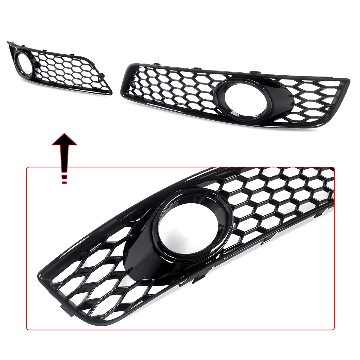 

For Audi A3 8P Foglight Cover Frame 2009-2013 Black Front Bumper Honeycomb Grille Grill Fog Light Cover Case Car Accessories