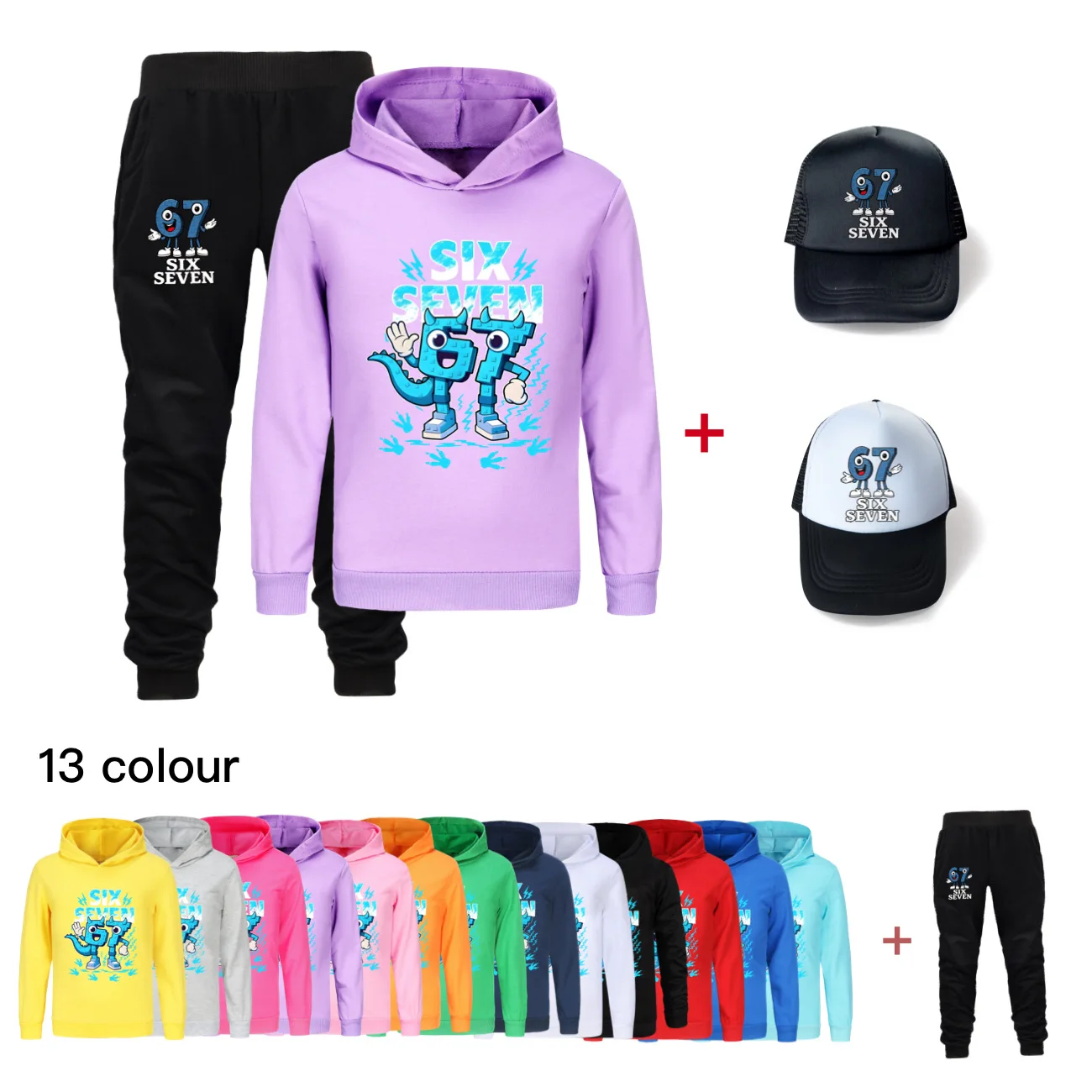 

Kids Steal a Brainrot Clothing Set Six Seven 6-7 Boys Girl Hoodie Tracksuit Hooded T-Shirt Suit Children Sweatshirt+hat5192