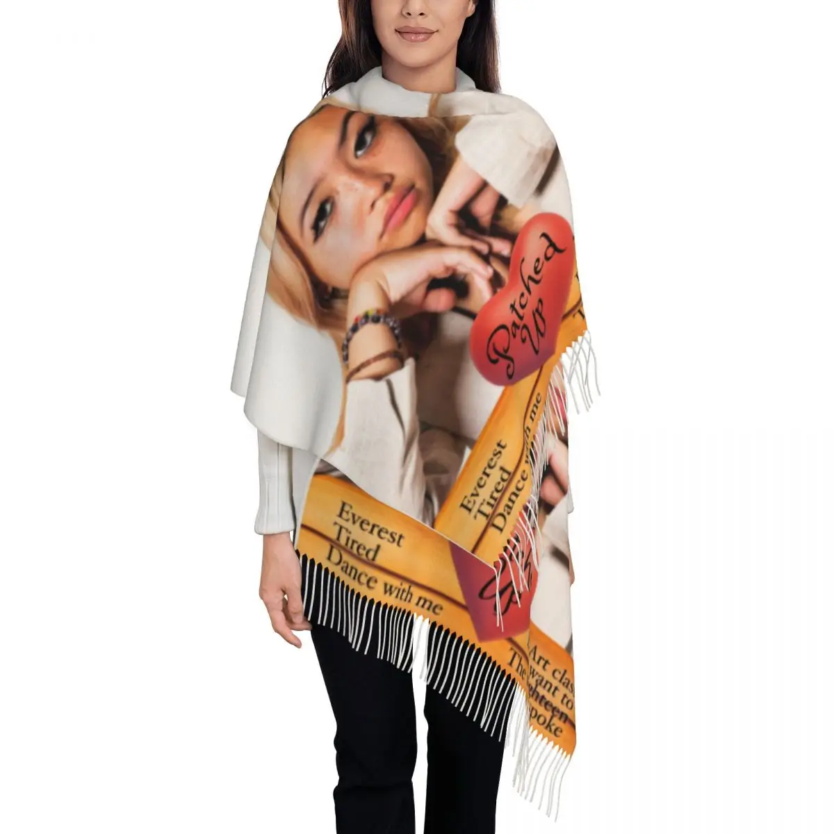 Custom Printed Beabadoobee Patched Up Loveworm Scarf Women Men Winter Fall Warm Scarves Shawl Wrap