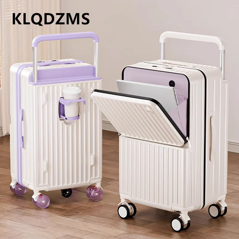 

KLQDZMS High Quality Suitcase Multifunctional Boarding Box 20"24"26"28 Inch Large Capacity Trolley Front Opening Laptop Luggage