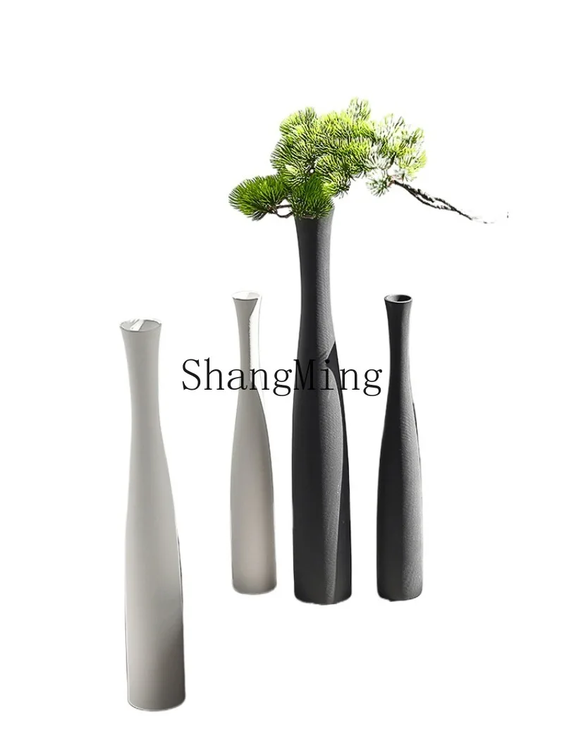 

LXY black and white simple wind entrance tall vase ceramic home living room TV cabinet decorative ornament