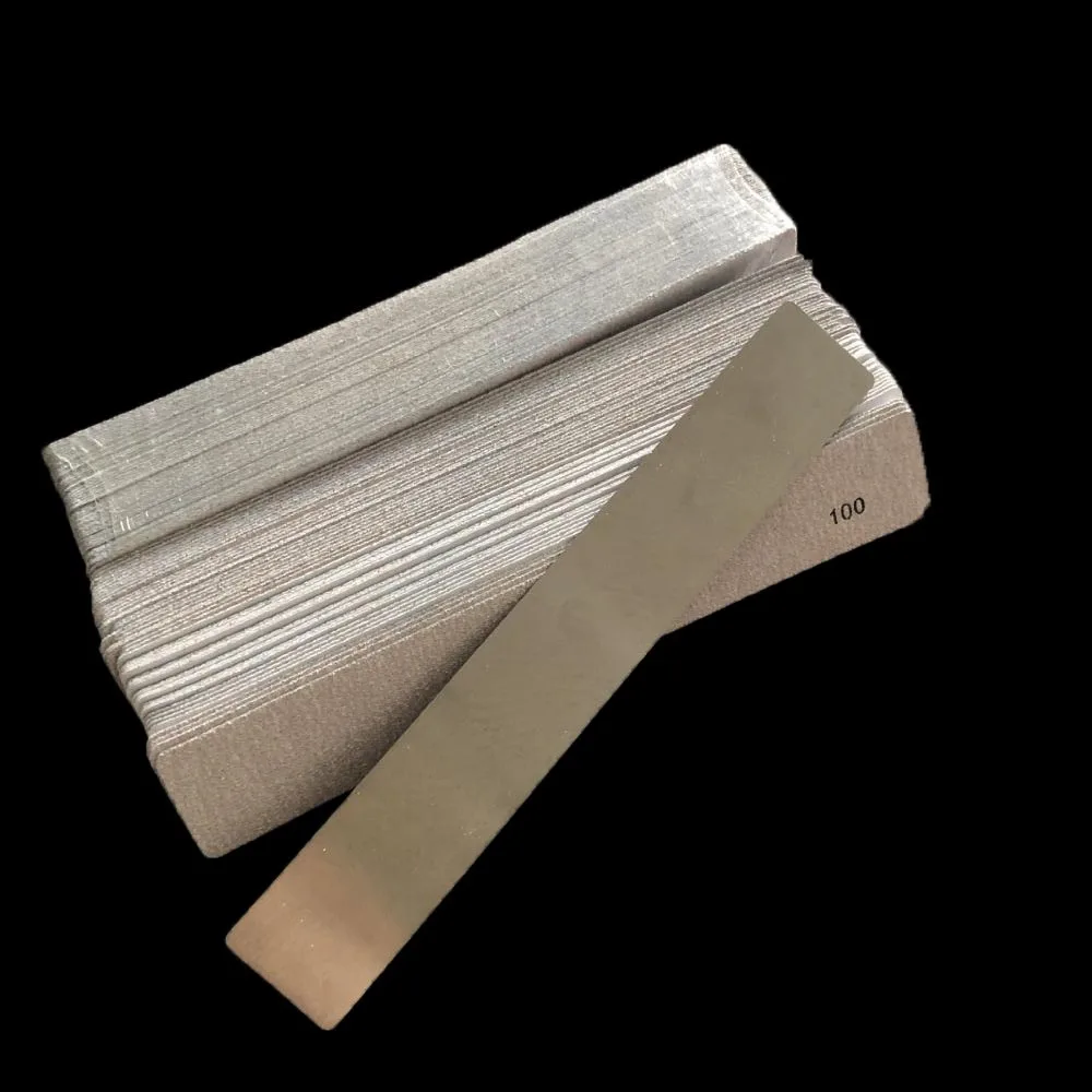 1 pc metal nail file with 2sets(100 pcs) removalble pads durable nail file  rectangle  sandpaper pads halfmoon shape nail file