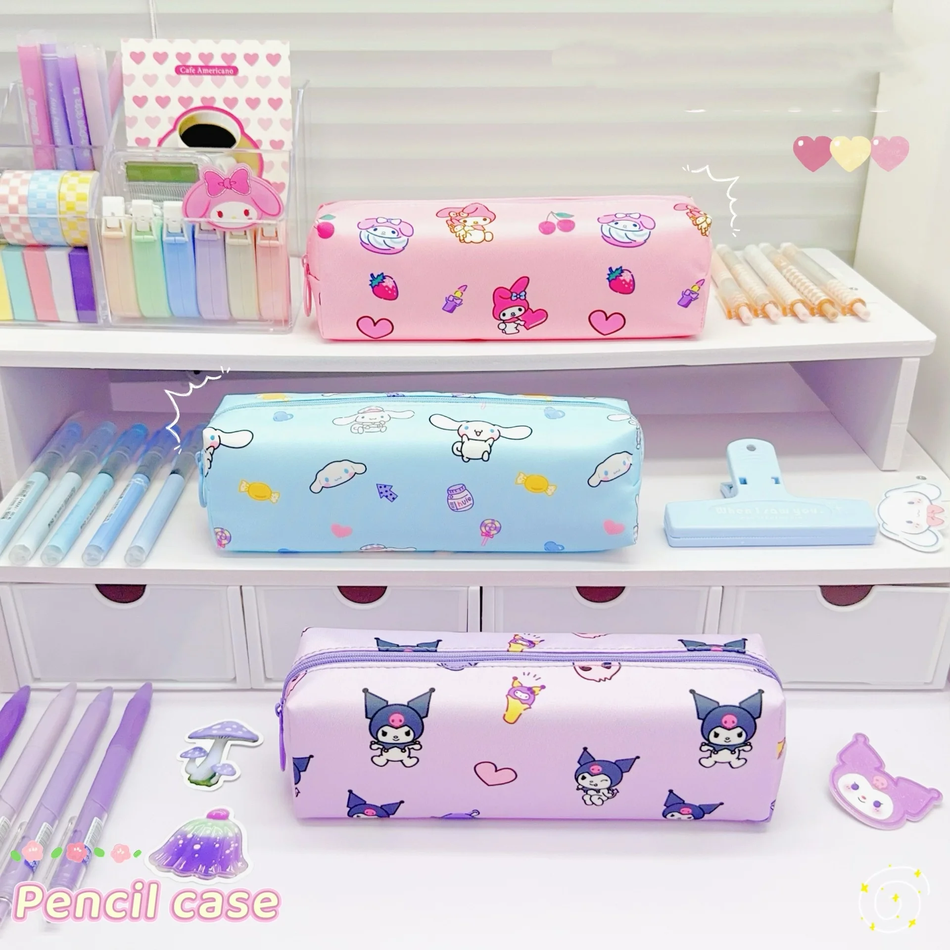 Trousse à crayons de haute qualité à motif de dessin animé, imprimé école primaire, sac de papeterie grande capacité, trousse à crayons mignonne pour fille