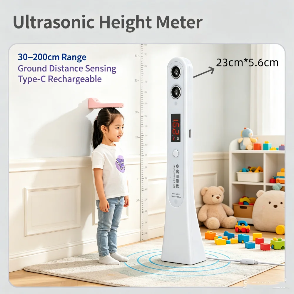 Portable Mini Ultrasonic Height Measurer Module Led Display Kids Home Electronic Height Measuring Ruler Range 30–200cm