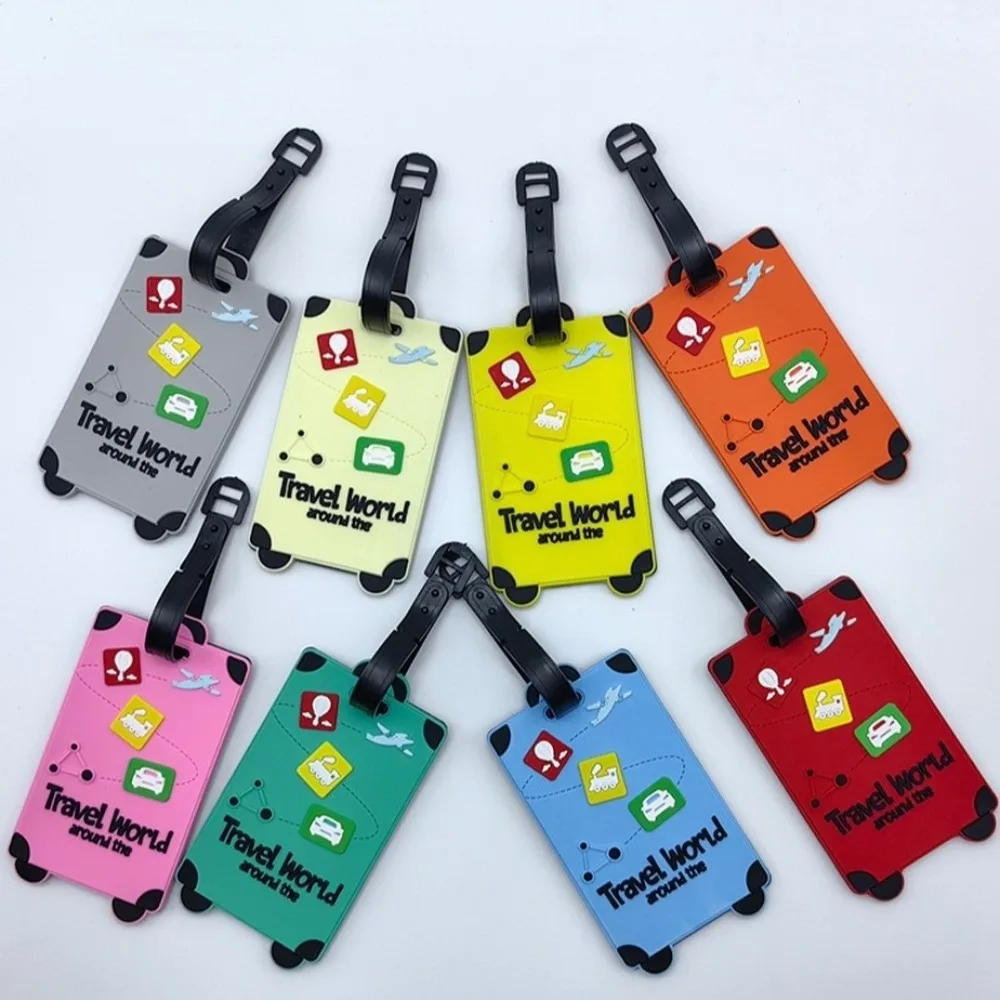 Cute Silicone Luggage Labels with Signature Paper Portable Luggage Tag Travel Universal Suitcase Name Label for Men Women