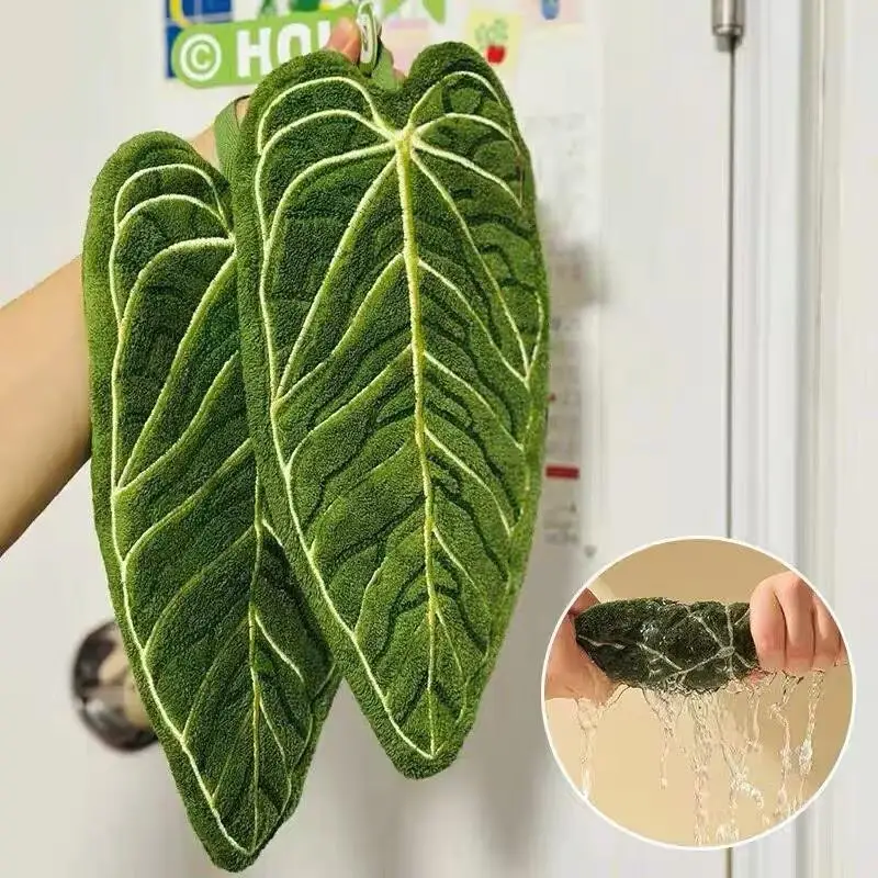 Fotografia 4: NOVIDADE! Toalha de Mão de Desenho Animado de Camada Dupla, Super Absorvente e de Secagem Rápida, com Design para Pendurar, para Cozinha e Limpeza