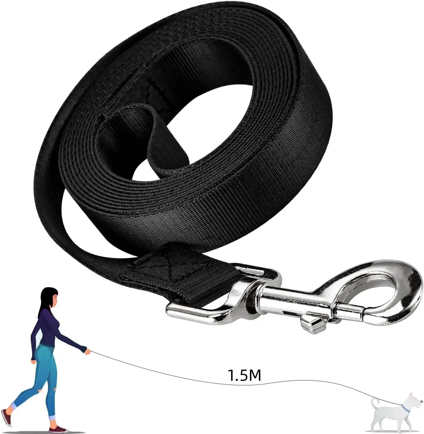 Nylon Dog Leash 1.5M Pet Training Traction Rope Universal Buckle Lead For Dogs Cats Outdoor Walking Hiking Durable Pet Supplies