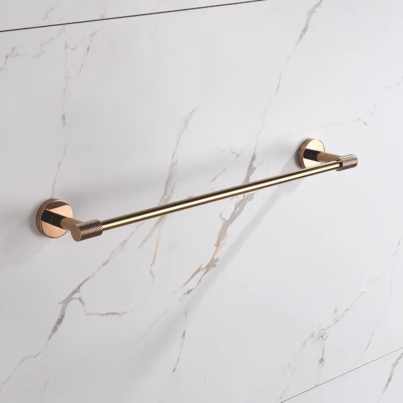Stainless Steel Glossy Rose Gold Double Towel Bar Wall-Mounted Towel Rack Bathroom Accessories Brushed Gold Black Chrome
