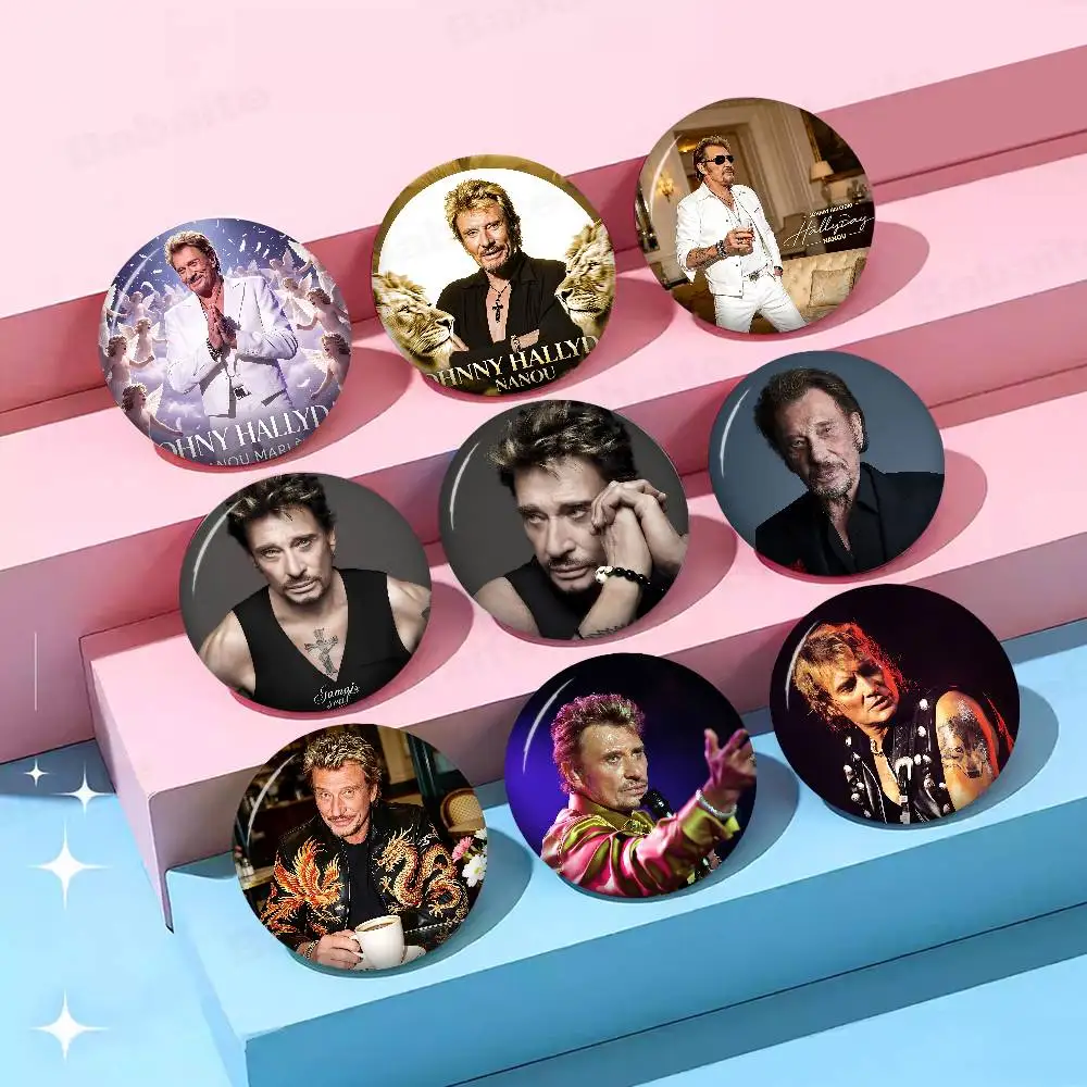 J-Johnny H-Hallyday 58mm Cute Series Pins Funny Badge Interesting Cartoon Animals Brooches Backpack Clothes Gift Accessory