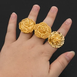 Luxury 18K Gold Plated Rings Copper Party Women Adjustable Long Rings Fashion Wedding Bride Round Opening Lady Finger Ring Gift