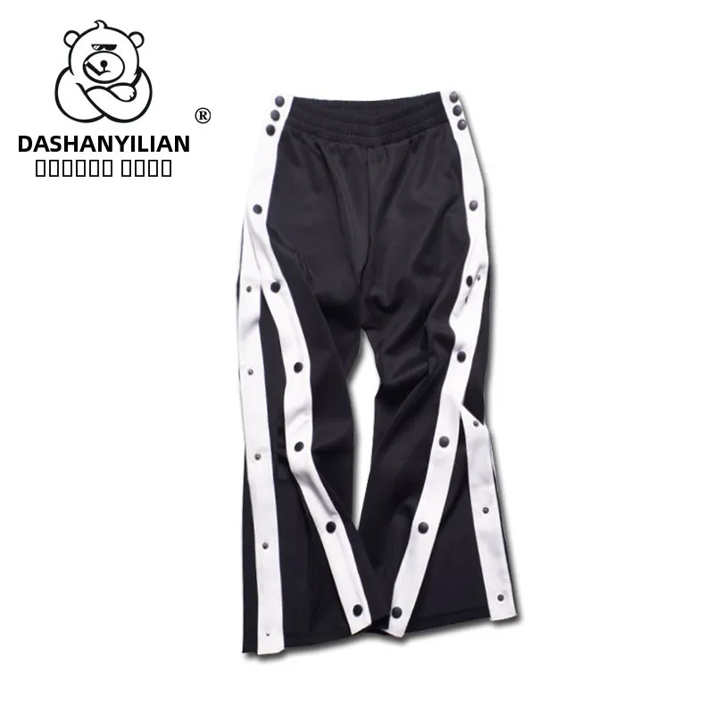 

Мужские спортивные брюки с широкими штанинами и боковой молнией, повседневные свободные брюки больших размеров, удлиненные, модные, прямого кроя.