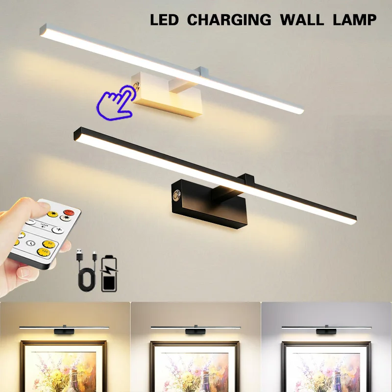 5200mAh USB Rechargeable Picture Lights 3CCT Dimmable & Remote Wire-less Battery Operated Art Painting Light Wall Lights Sconce