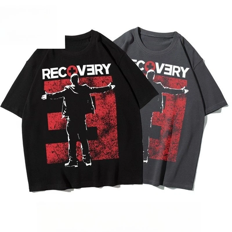 

American Hip Hop Rap Ins Heavy Oversize Cotton Printed Short-sleeved T-shirt Eminem Men's Trendy Brand Fashionable and Simple