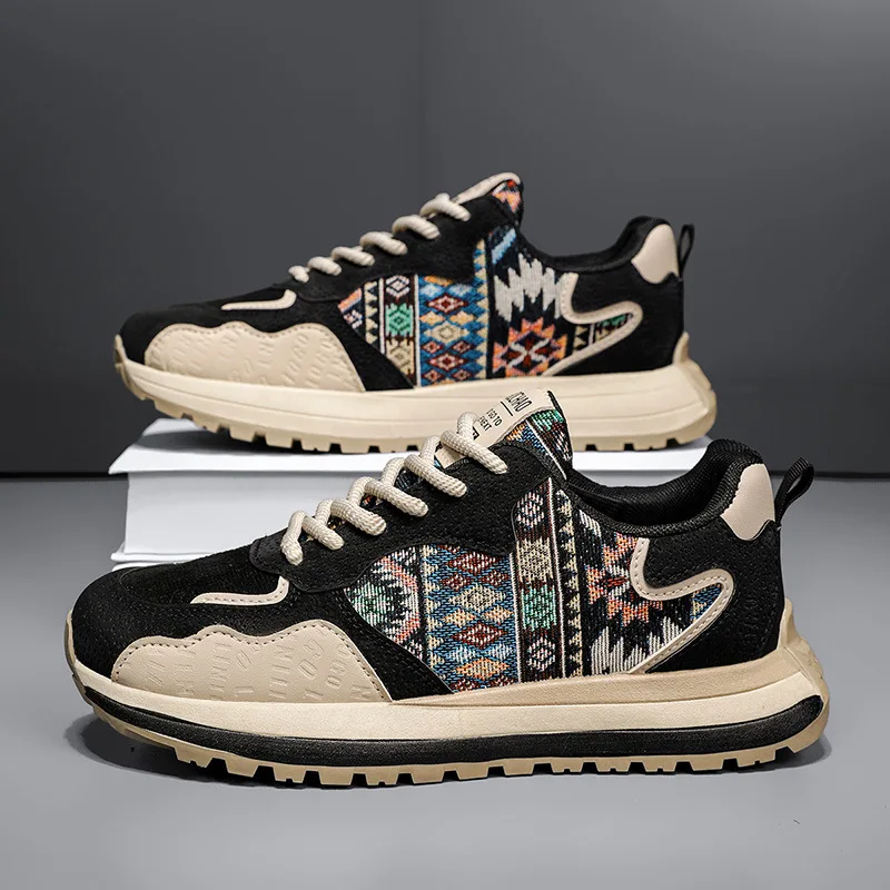 Men's shoes spring and summer fabric 2025 new versatile sports and leisure running height increasing teenage dad shoes