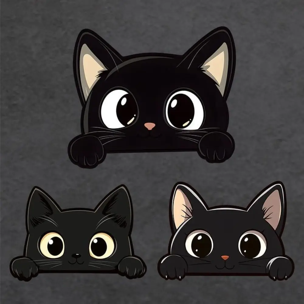 Scratch Covering Car Window Decals Black Peek-a-Boo PVC Decals Removable Big Eyes Cat Car Styling Cover