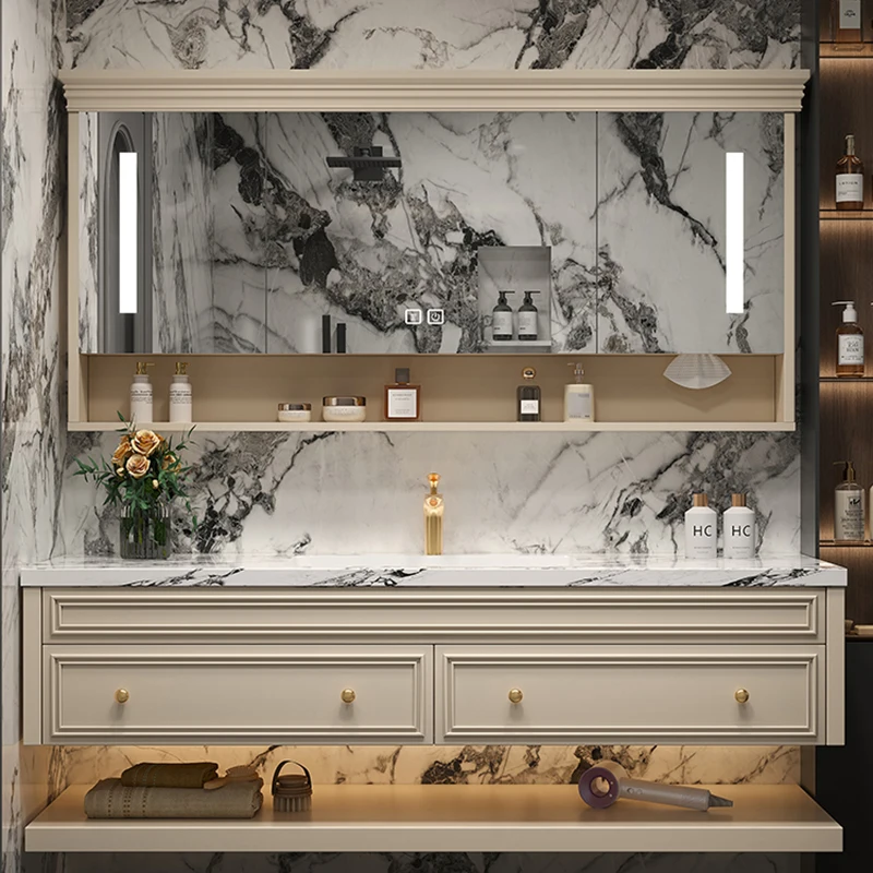 

Luxury Bathroom Cabinet Vanity Multipurpose Sinks Space Saving Wall Pharmacy Wc Furniture Column Storage Double Washbasin Wooden